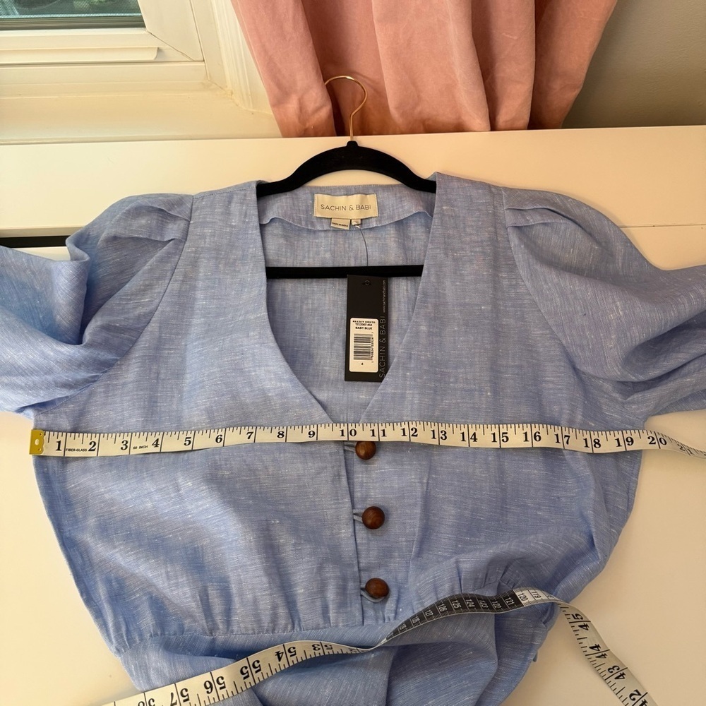 Sachin & Babi - Kelsey Linen Dress Baby Blue Belted NWT size 4 - Picture 10 of 11